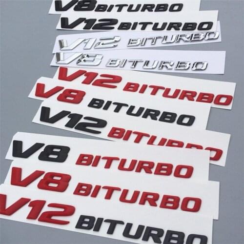 50sets Car Styling 18*2cm ABS Plastic V8BITURBO V12BITURBO Emblem Rear Trunk Badge Side Logos Cars body Stickers 5 colors