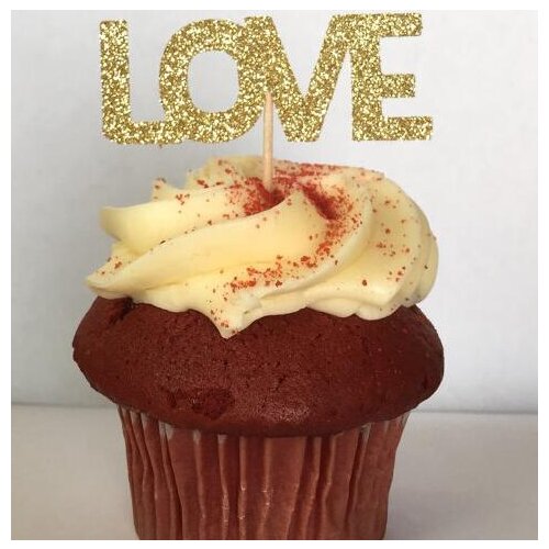 Glitter LOVE wedding Valentines Day cupcake toppers engagement Bachelorette bridal shower party decoration food picks