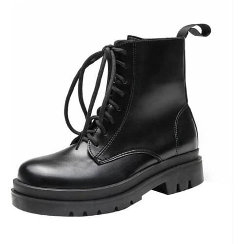 Boots Female women shoes Autumn British Wind Genuine Leather Thick With Short Boots Motorcycle Martin shoes