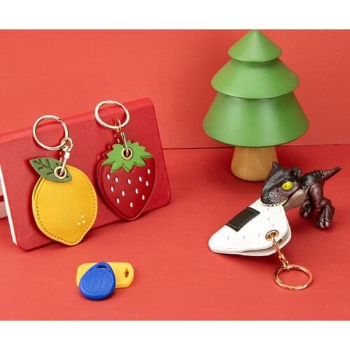 1pcs Keychain PU Leather Key Ring Strawberry Lemon Rice Handbag Pendant Jewelry Fashion Gifts For Boyfriend Cute Red Yellow Fun