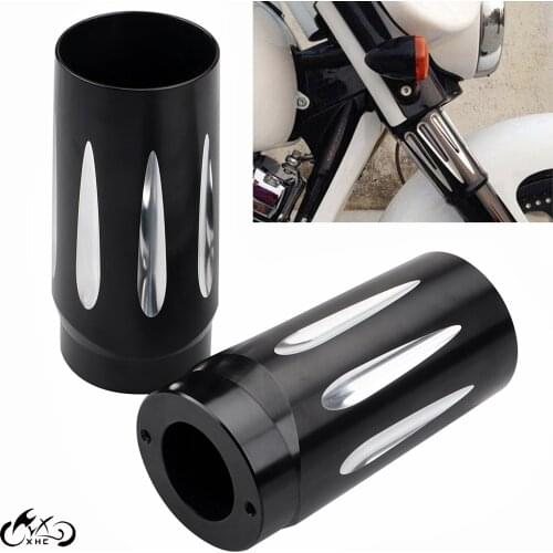2X Motorcycle Black CNC Fork Boot Slider Covers For Harley 1986-2013 Touring FLHX FLHT FLTR Road King FLHR Ultra Limited FLHTK