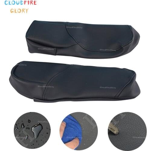 CloudFireGlory 2Pcs Microfiber Leather Front Seat Armrest Cover Black Fits For 2010 2011 Honda CR-V CRV