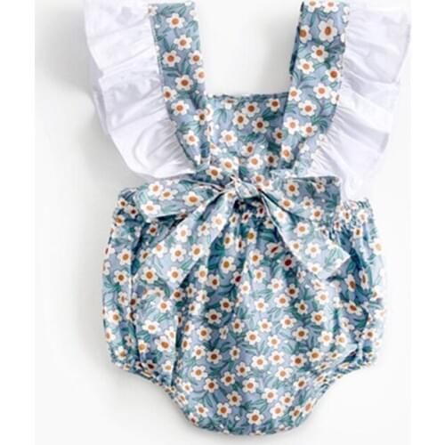 Floral romper baby girls ruffles lace jumpsuit newborn kids overalls clothes summer toddler onesie baju monyet bayi Babyspielanz