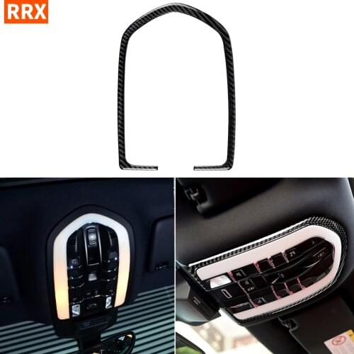 For Porsche Macan Cayenne 2015-2018 Carbon Fiber Car Top Light Switch Frame Cover Trim Sticker Roof Reading Lights Stickers