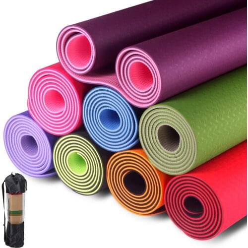 Two-color TPE Yoga Mat Exercise Pad Thick Non Slip Folding Gym Fitness Mat Pilates Outdoor Home Training Mat With Yoga Mat Bag
