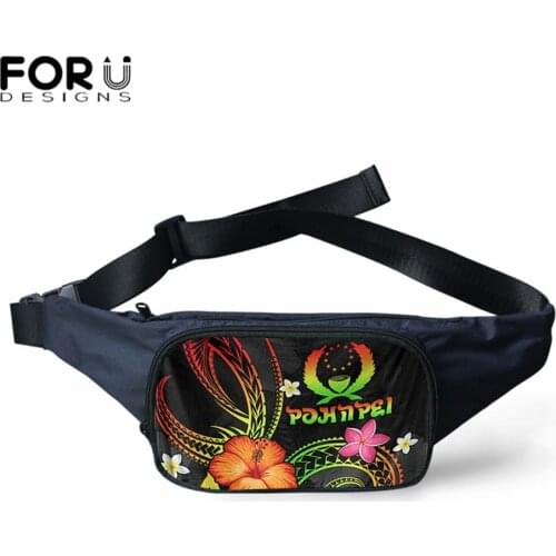 Forudesigns Funnt Pack for Women Polynesian Pohnpei Hibiscus Floral Turtle Design Ladies Phone Wallet Travel Casual Waist Bags