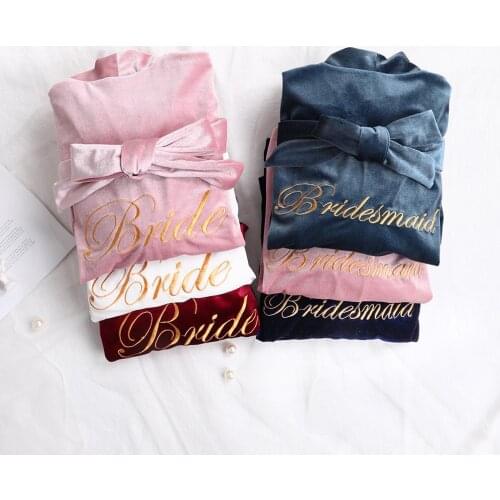 Women Bathrobe Gown Sexy Velvet Homewear Nightgown Intimate Lingerie Home Clothes Bride Wedding Robe Embroidery Sleepwear