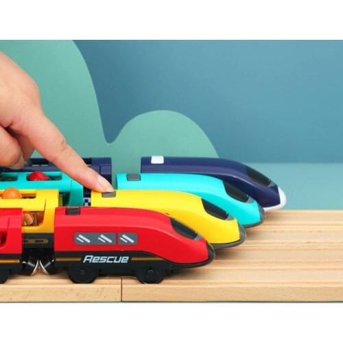 Railway Electric Train Toys Sound Locomotive Magnetic Train Slot Diecast Toy Fit for All Brands Wooden Track Toys for Kids