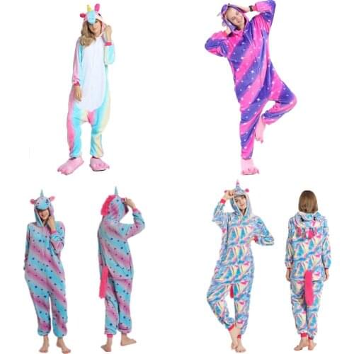 Pajamas Adult Unicorn Onesie Women Pyjamas Pijama Unicornio Winter Sleepwear Onepiece Night Suits 2019