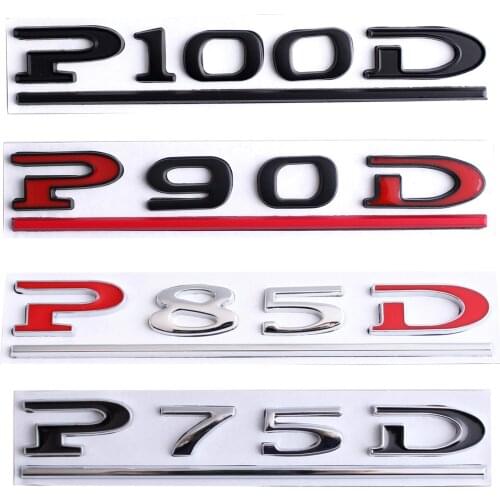Red Black Silver P75D P85D P90D P100D Rear Trunk Emblem For Tesla Model S 3 X Y