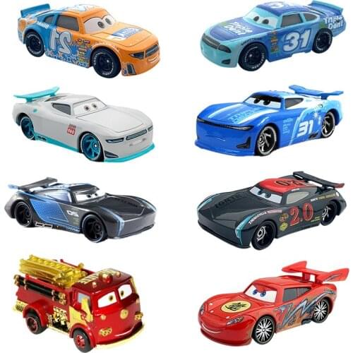 2021 Disney Pixar Cars 3 Lightning McQueen King Pision Cup Mater 1:55 Diecast Metal Alloy Model Car Boy Child Birthday Gift Toy