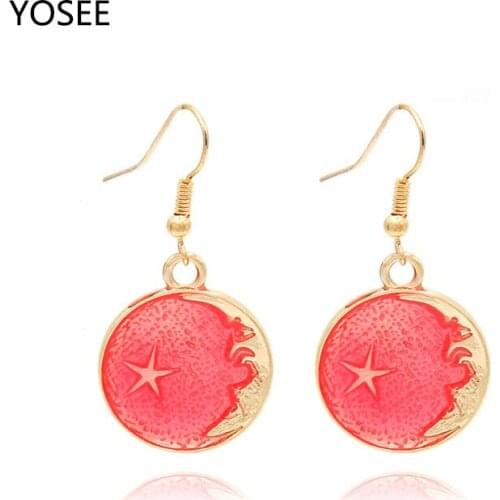 YOSEE Fashion Jewelry New Korean Drop Crystal Long Earrings Fashion Accessories Star And Moon Earrings