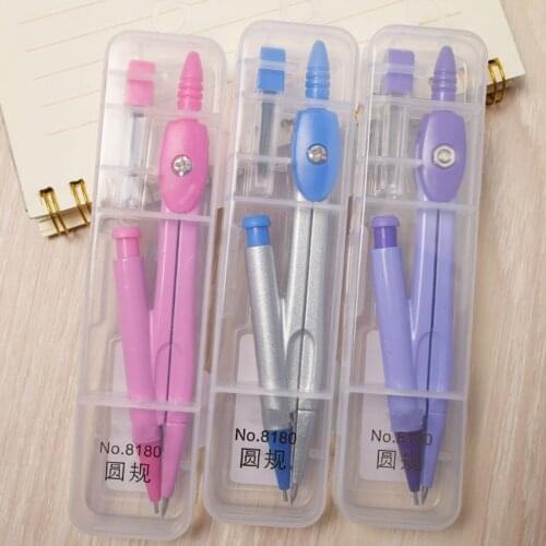 Metal Student Compass Geometry Set, Pencil Leads, Compass Measuring Tool for Learning Exam Stationery, Up to 140mm Diameter