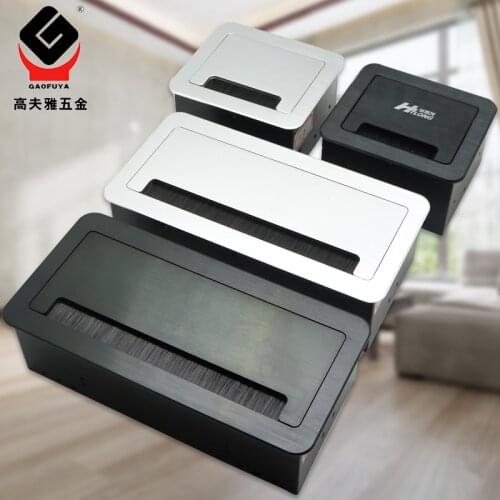 Desktop socket embeddedTable Outlet Socket With USB Charging Slow Pop Up Black Silver Aluminum Alloy Cover For Meeting Room