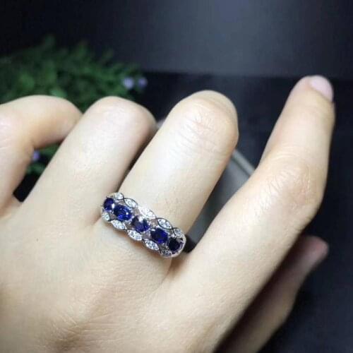Natural real blue sapphire ring 925 sterling silver Fine handworked jewelry Finger rings