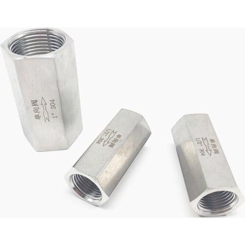 1/8" 1/4" 3/8" 1/2" 3/4" 1" BSP Female Hex One Way Check Valve Non-Return Inline 304 Stainless Steel