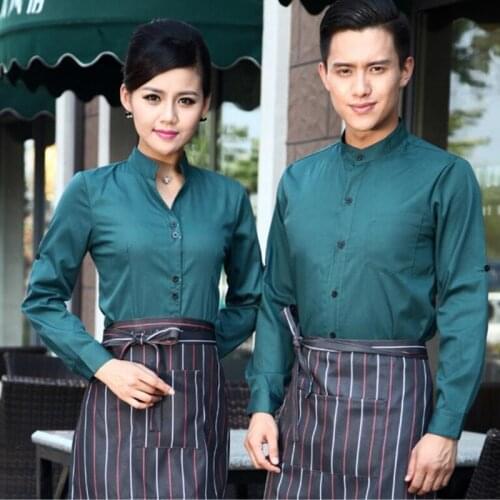 Hotel Waitress Work Clothes Hot Pot Shop Restaurant Uniforms Catering Fast Food Shops Cafe Waiter Long-sleeved Overalls H2374