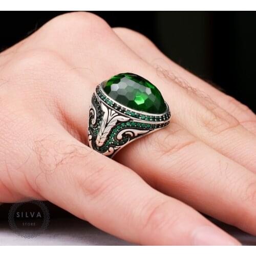 Original Sterling 925 Silver Mens Ring With Zircon Stone. Man Jewellery Stamped With Silver Stamp 925 All Sizes Are Available