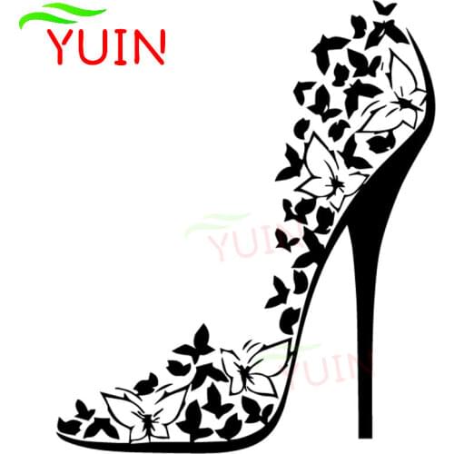 Sexy High Heels Stiletto Butterfly Stickers Fashion Body Decoration PVC Waterproof Sunscreen Decals Black/white/red/laser/silver