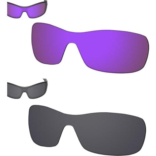 SmartVLT 2 Pieces Polarized Sunglasses Replacement Lenses for Oakley Antix -Violet Purple and Solid Black
