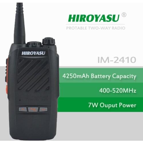 HIROYASU IM-2410 7Watt UHF 400-520MHz Walkie Talkie with flashlight and 4250mAh High Capacity Li-ion Battery Pack