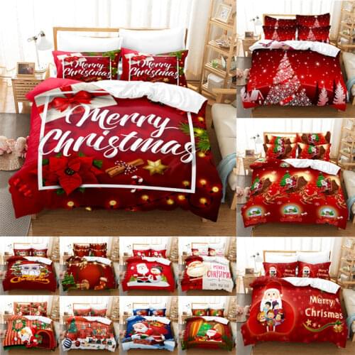 Christmas Bedding Set Linens Duvet Cover Quilt Comforter Pillow Case 3D Red Double Full King Queen Twin Single 3PCS 2PCS Bedroom
