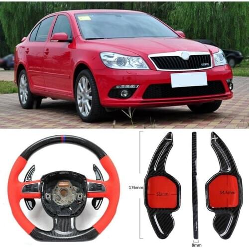 Carbon Fiber Gear DSG Steering Wheel Paddle Shifter Cover Fit For Skoda Octavia RS 2009-2010