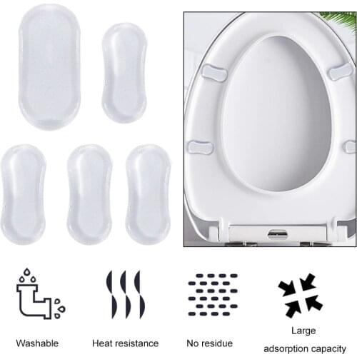 4pcs Silicone Strong Adhesive Protective Pads Toilet Seat Bumper Home Replacement Parts Shockproof Hygienic Transparent Buffer