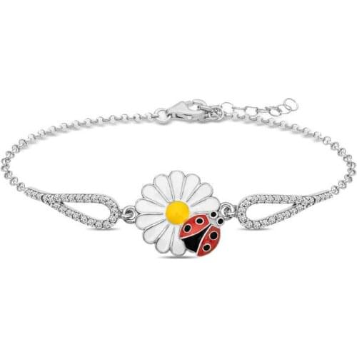 Tevuli 925 Sterling Silver Ladybird Buggy Daisy Bracelet