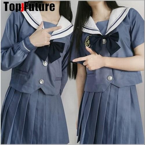 Mercurys Orthodox JK uniform skirt sailors suit womens middle suit Japanese school uniform student class blue sailor suit