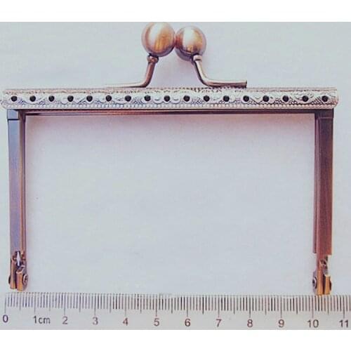 Women DIY coin bag making metal clasp copper color straight leg knurling edge purse frame kiss buckle hardware 5pcs/lot