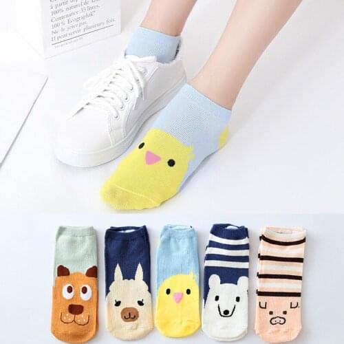 Women Socks Cotton Cartoon Cat Fox Rabbit Socks Cute Animal Print Funny Ankle Socks Ladies Invisible Socks Dropship Sox woman