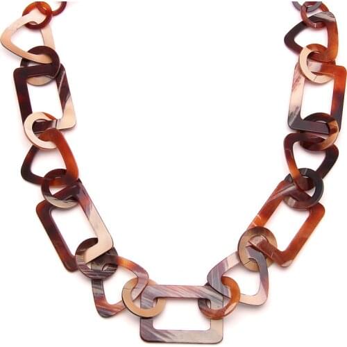 FishSheep Personality Acrylic Geometric Long Necklace For Women Resin Chain Link Pendant Necklaces Female Wedding Party Jewelry