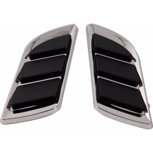 POSSBAY 1 Pair ABS Black And Silver Car Air Flow Vent Stickers 3D Universal Intake Turbo Bonnet Vent Fender Decals Car Styling