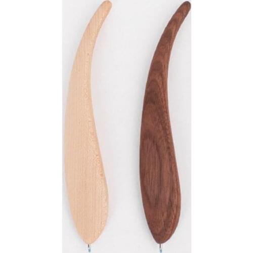 1 pcs Original Designed Creative 2 Colors Maple Walnut Wood Feather Pattern Pen Black Ink Handmade Wooden roller Pen