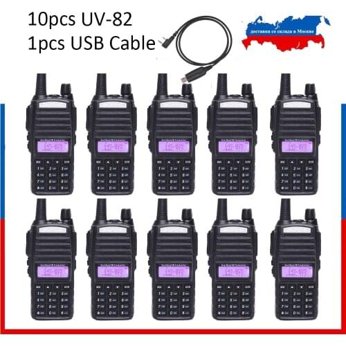 10pcs BaoFeng UV-82 Walkie Talkie 5W 136-174MHz 400-520MHz Two Way Radio Baofeng uv82 Ham Radio 2800mAh Handheld Transceiver