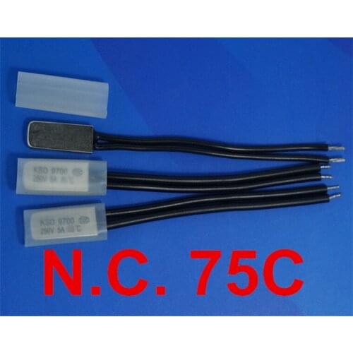 10 pcs/lot) 75C KSD9700 Normally Close Thermostat, Temperature Switch, NC 75 Celsius, Bimetal Disc