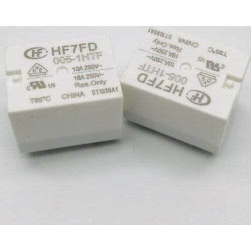10pcs HF7FD-005-1HTF a Set of Normally Open 4-Pin 16a250vac Macro Relay White 5vdc