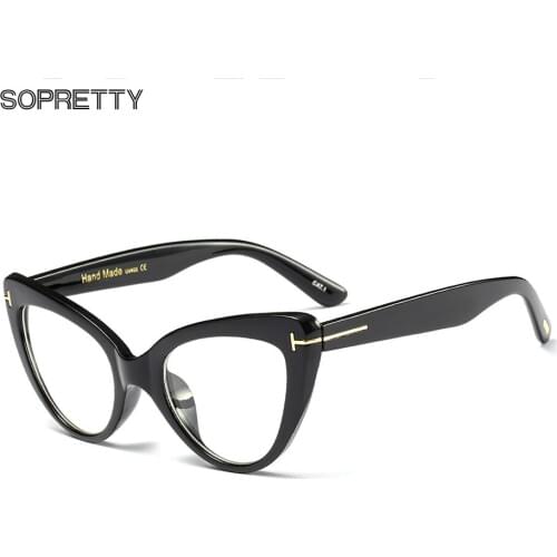 2020 Ins Special Oversized Cat Eyes Women Plastic Optical Glasses Frames , Black Frame for Myopia, Hyperopia Prescription F0224