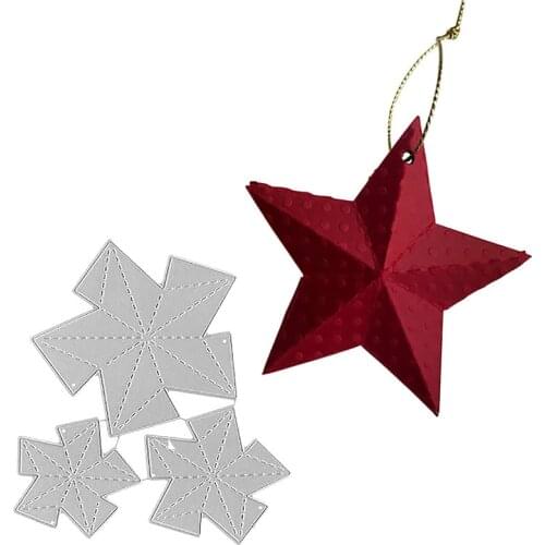 3Pcs/set Christmas Cutting Dies Stencils DIY Scrapbooking Embossing Dies 3D Christmas Stars Scrapbooking Decoration Wedding Card