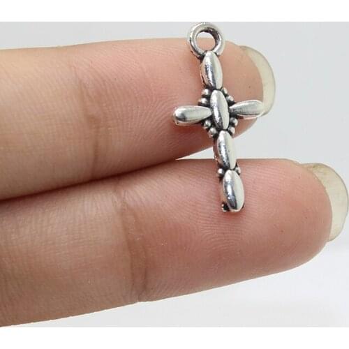 40PCs/ 23x12mm Antique Silver cross Charms Pendants for jewelry making