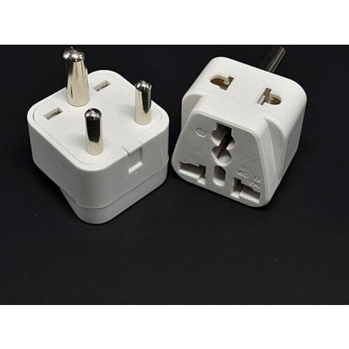 5PCS 1 to 2 South Africa ZA India IN Plug Adapter Universal Converter Travel Power Plug 3 Pins Round AC Adaptor Plug Type D UK