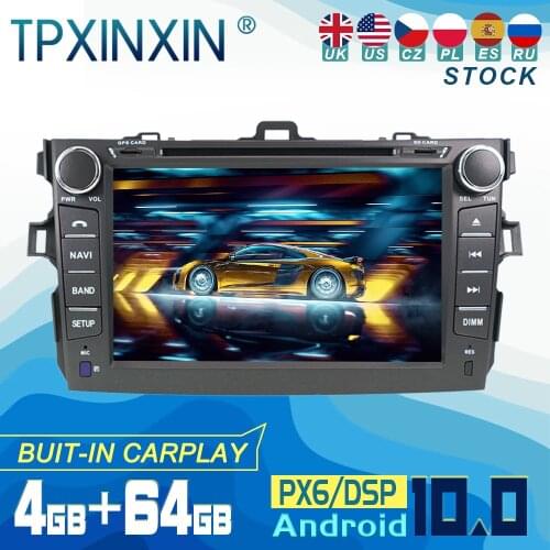 For Toyota Corolla 2007-2013 Android 10 Carplay Radio Player Car GPS Navigation Head Unit Car Stereo CD DVD WIFI DSP BT