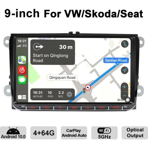 Joying 9" Android Car Radio Android10 For VW Volkswagen/Skoda/Seat Cars GPS Carplay DSP SPDIF Optical Output 5G WiFi DAB DVR OBD