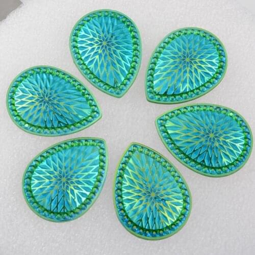 BOLIAO DIY 4Pcs 30*40mm ( 1.18in*1.57in ) Phoenix-tail Shape Green Rhinestone Flat back Glue on Home Holiday Decoration