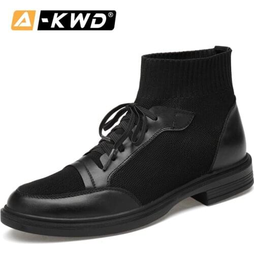 Fashion Shoes 2019 Autumn Breathable Men Boots Lace-up Immortal Shoesbotin Hombre Slip-on High Tops Height Increase Socks Boots
