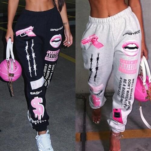 2021streetwear Hip Hop Graphic Print Sweatpants Women Joggers Trousers Harajuku High Waist Loose Casual Pants Sport Pants Female