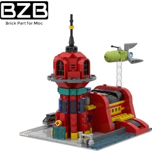 BZB MOC Star Express Railway Station Mini Creative City Street View Building Block Model Kids Toys DIY Collection Best Gifts