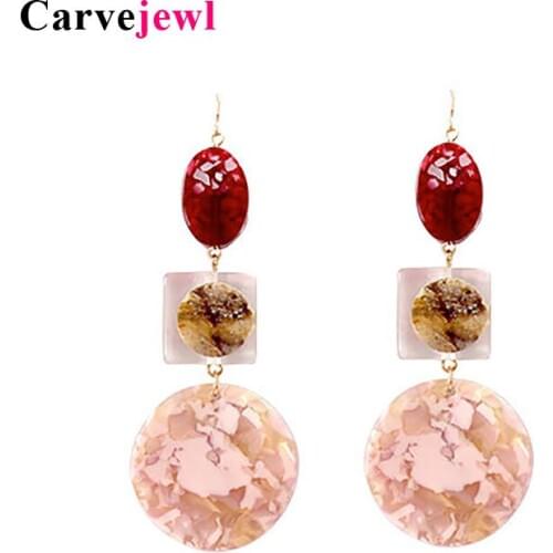 Carvejewl Korea design New Dangle Drop Earring Big Statement Resin colorful Round Long Geometric Earrings For Women girl jewelry