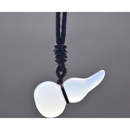 Chalcedony Gourd Necklace Pendant Lucky Blessing Necklace Pendant Fine Jewelry With Chain
